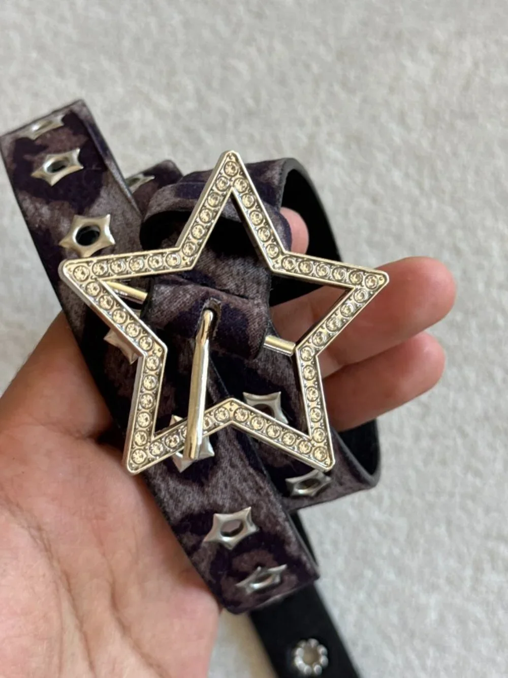 Brown Cheetah Rhinestone Star Belt